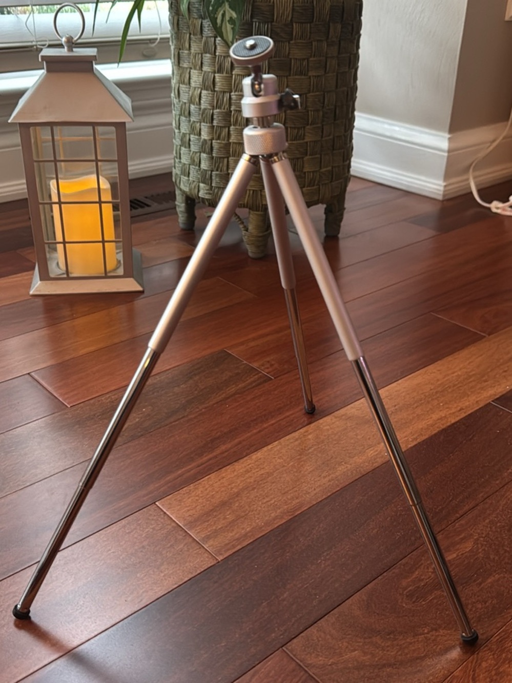 Compact Silver Tripod Stand for Home Dining Decor